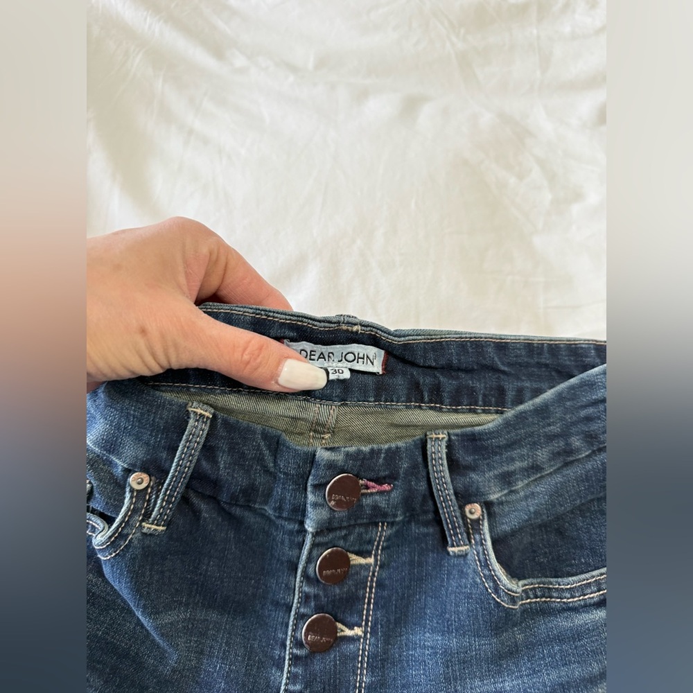 Dear John | SZ 30 (32.5” Inseam) | Alto Split Hem Ankle Flare Denim Blue Jeans - Picture 2 of 10